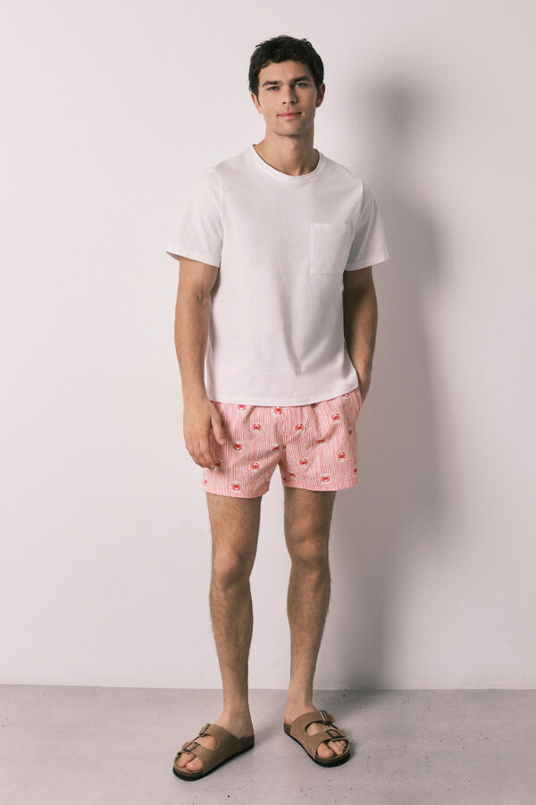 Women'secret Ba&ntilde;ador hombre estampado rayas y cangrejos coral