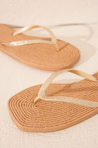 Women'secret Chanclas esparto punta cuadrada tira brillo