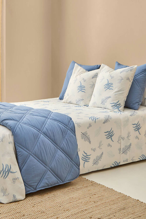 Textura Len&ccedil;ol algod&atilde;o folhas azul