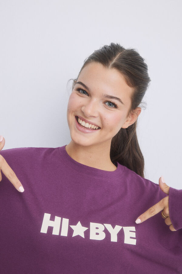 HI&BYE Pijama largo algod&oacute;n lila morado/lila