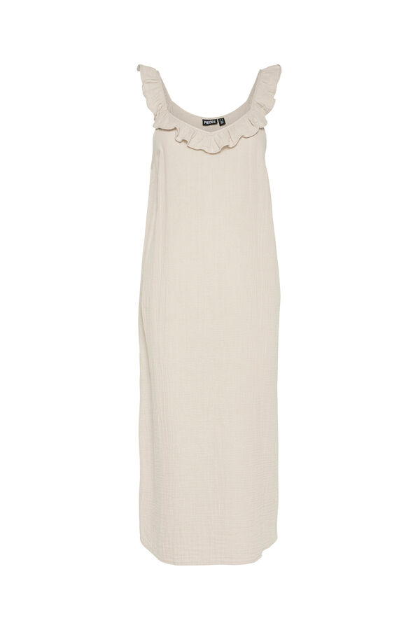 Pieces Vestido largo de algod&oacute;n gris