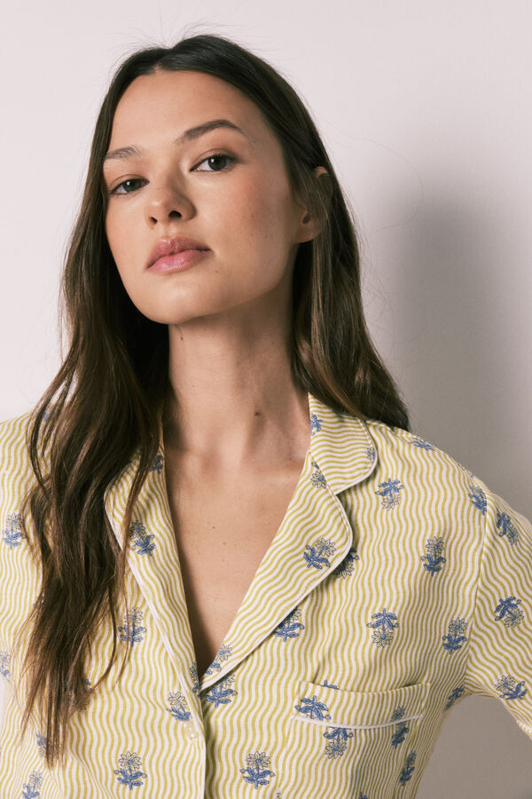 Women'secret Pijama comprido camiseiro em algod&atilde;o estampado estampado