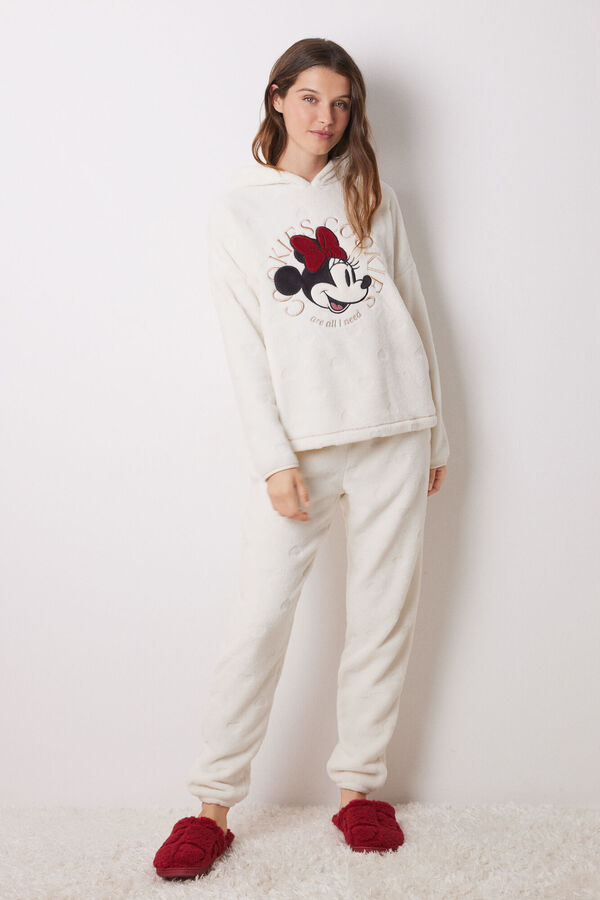 Women'secret Pijama largo polar Minnie marfil