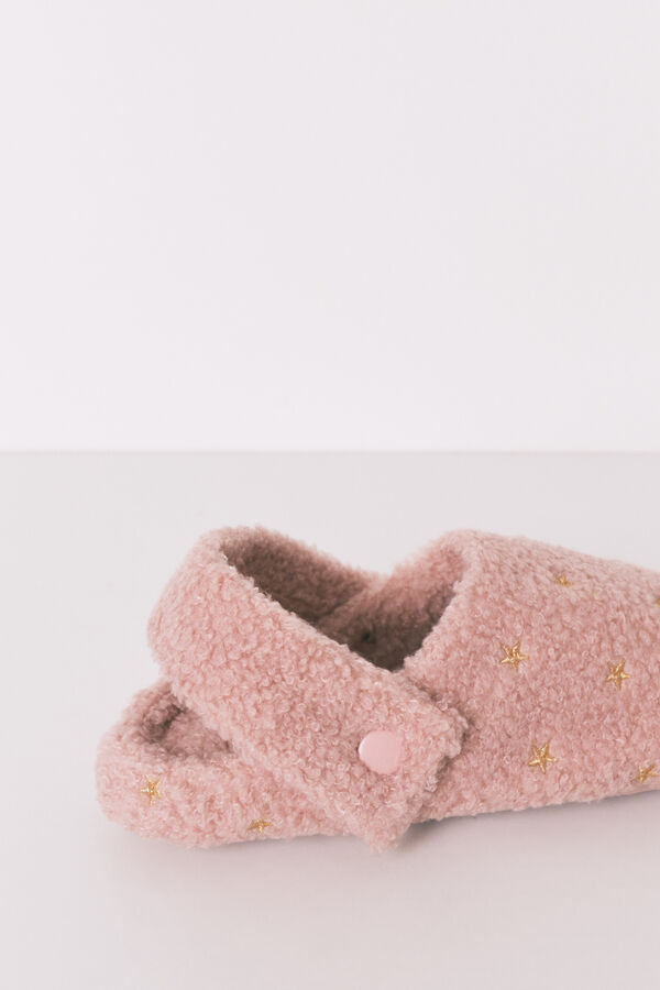 Women'secret Zapatillas casa borreguito rosa brillo rosa