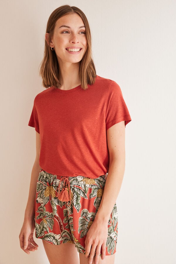 Women'secret Camisola vermelha manga curta vermelho