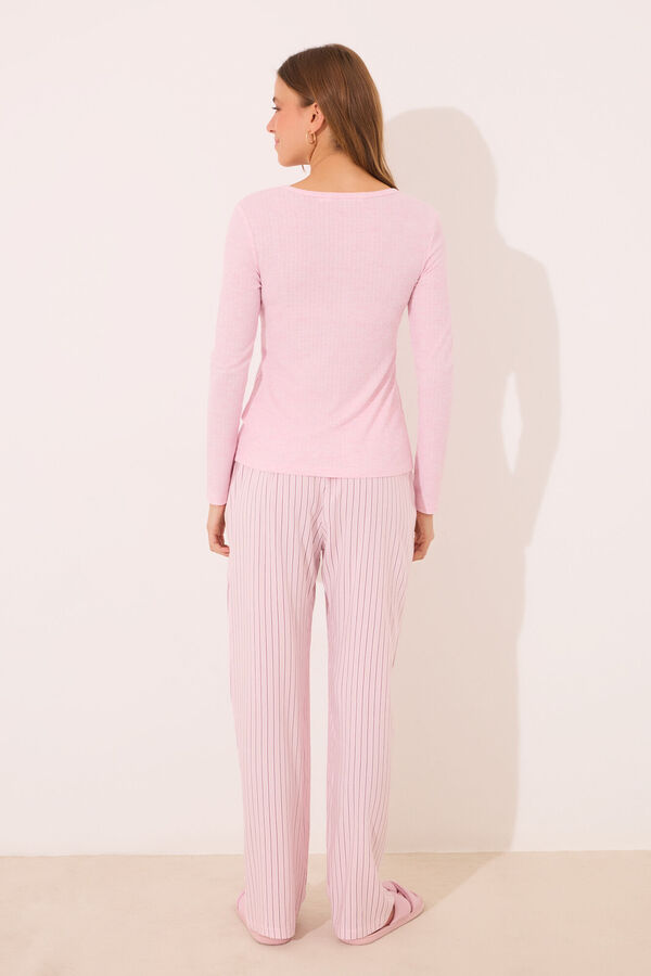 Women'secret Pijama largo viscosa canal&eacute; rosa rayas rosa