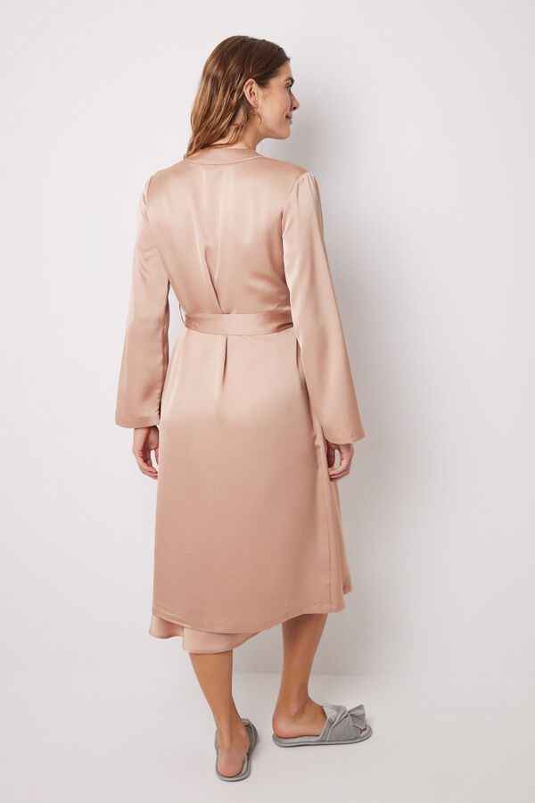 Women'secret Robe longo de cetim nude cru