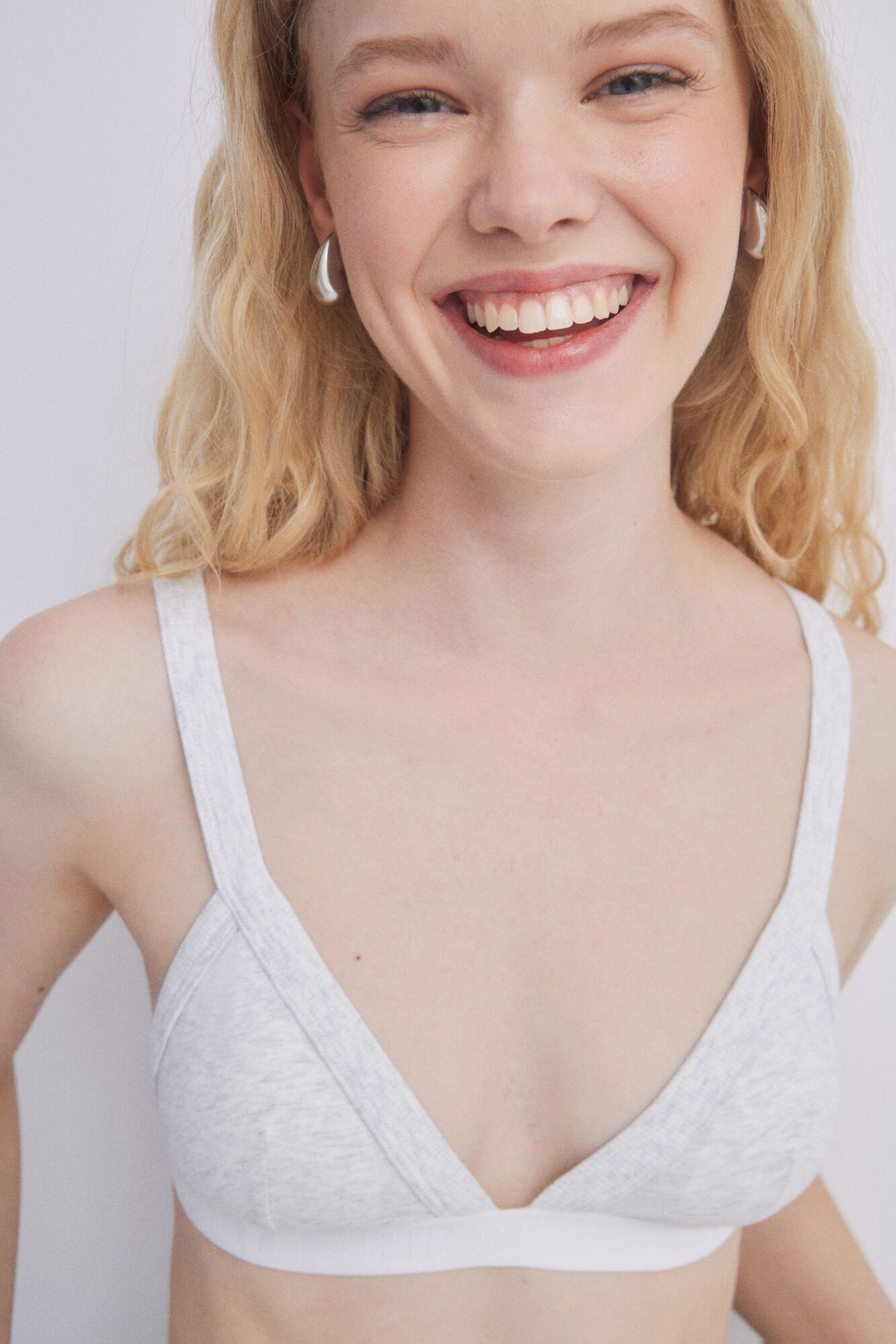 HI&BYE Soutien triangular algod&atilde;o cinzento