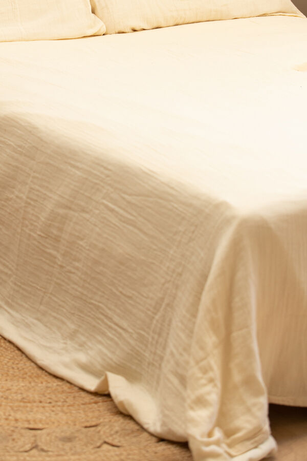 Calma House Colcha de algod&oacute;n de muselina cruda Layer amarillo