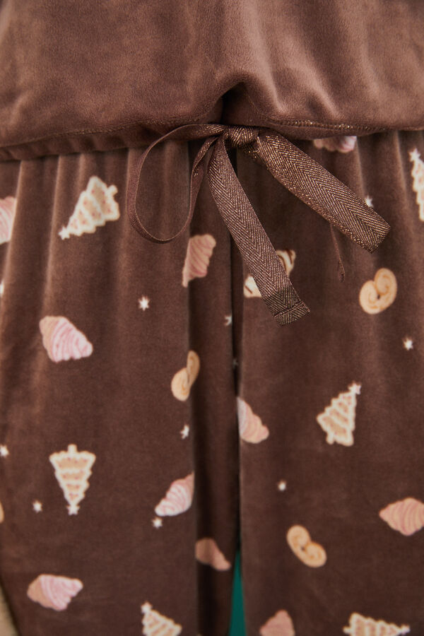 Women'secret Pijama veludo Manolo Bakes cru