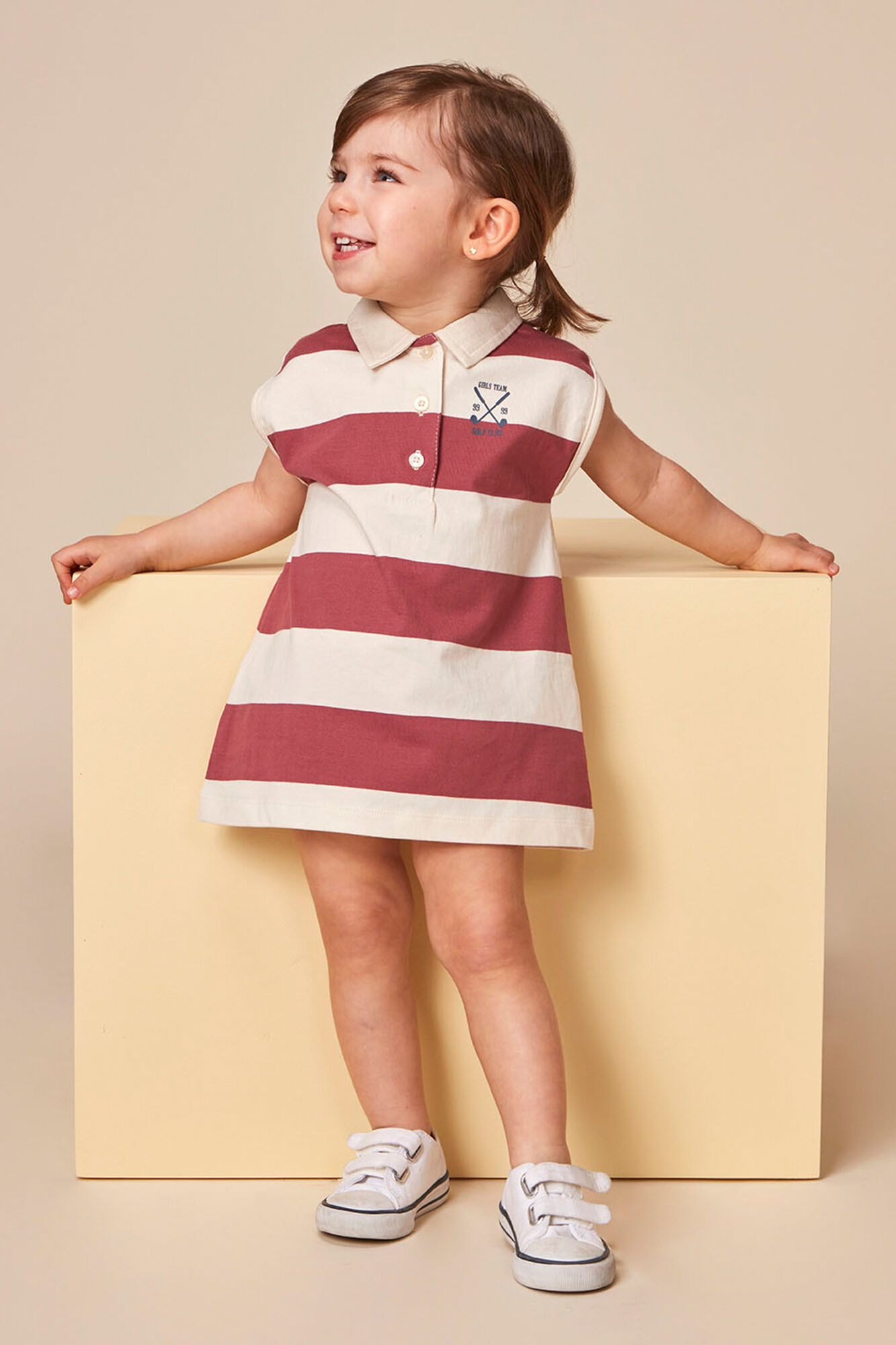 Gocco Vestido polo de rayas rosa