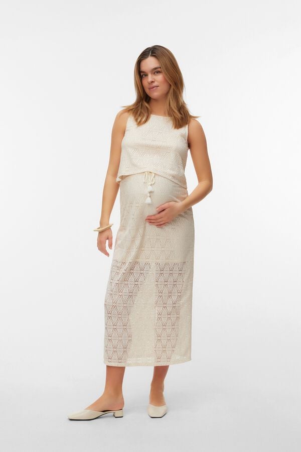 Mamalicious Falda midi encaje maternity gris