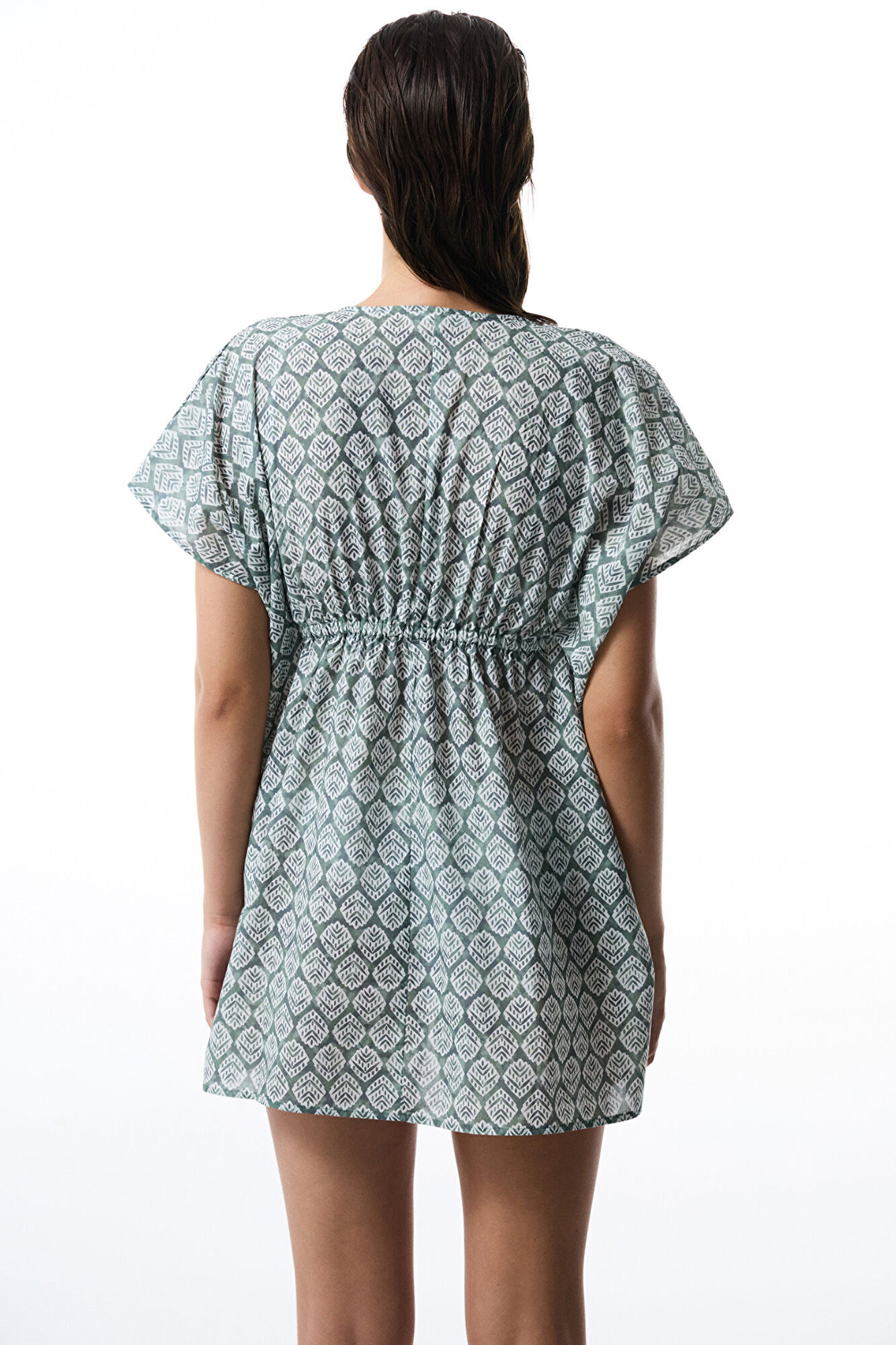 Penti Caftan de praia verde estampado