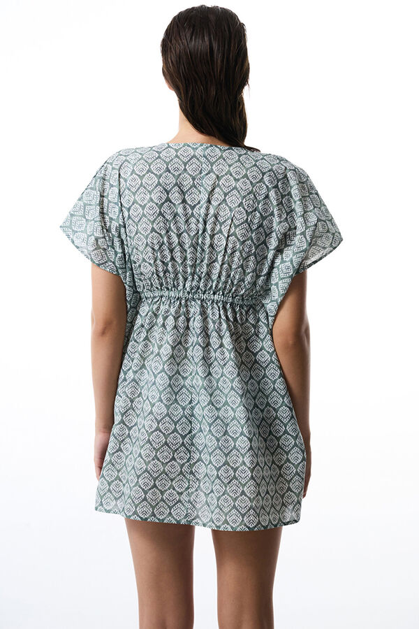 Penti Caftan de praia verde estampado estampado