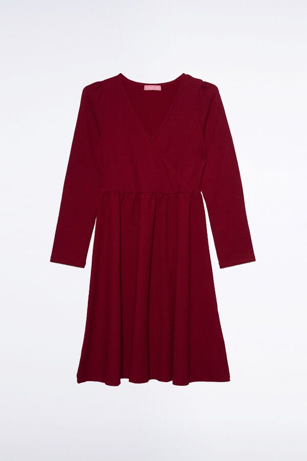 Ohma! Vestido de lactancia con escote cruzado burdeos