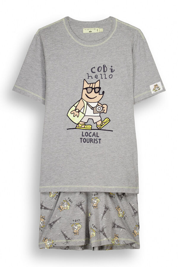 Women'secret Pijama corto hombre 100% algod&oacute;n Cobi gris