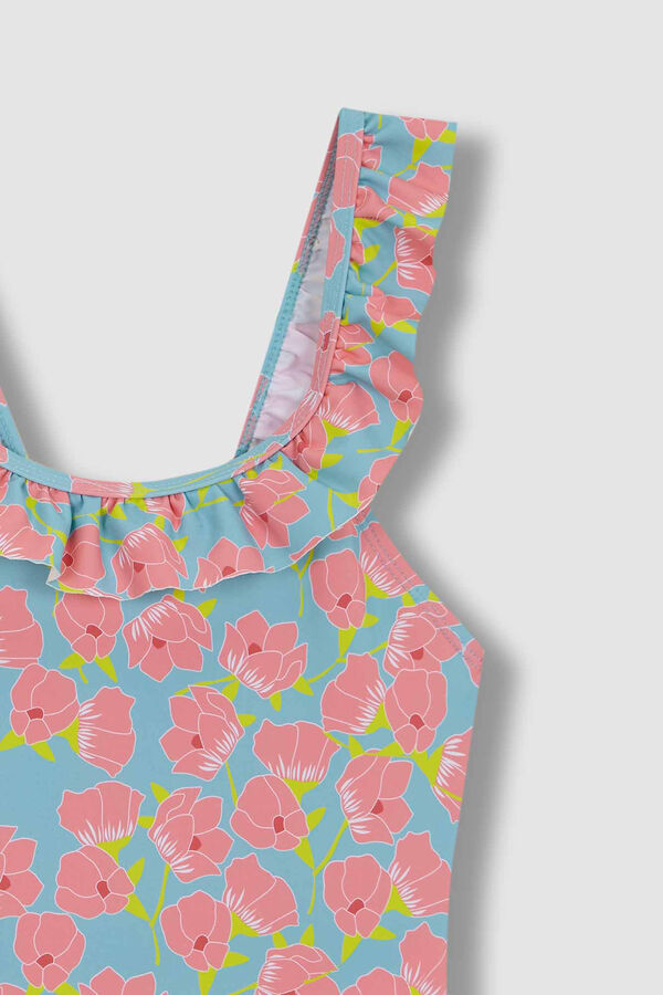 Gocco Ba&ntilde;ador Estampado Flores Azul Claro turquesa