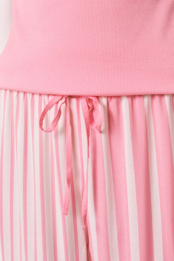 Women'secret Pijama comprido de manga curta em algod&atilde;o e viscose rosa rosa