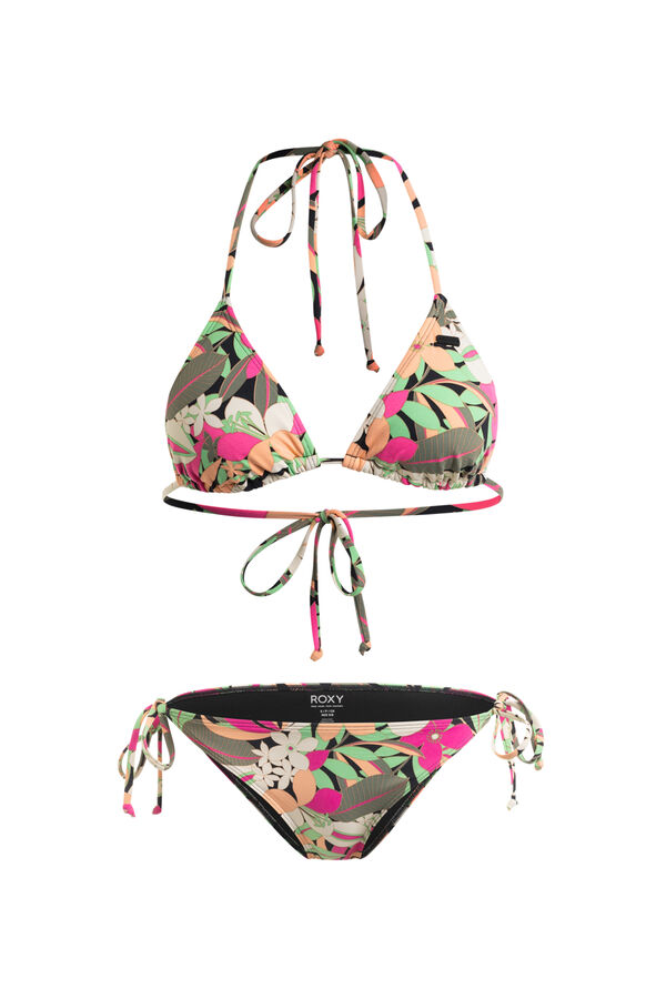 Roxy Conjunto de biquíni triangular para mulher - Printed Beach Classics cinzento