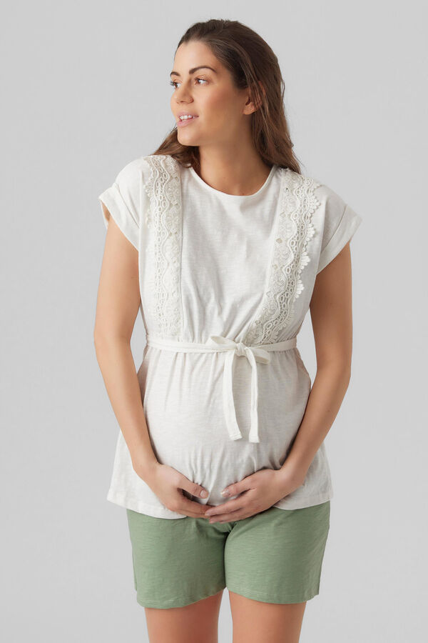 Mamalicious Top de algodão maternity e amamentação  branco