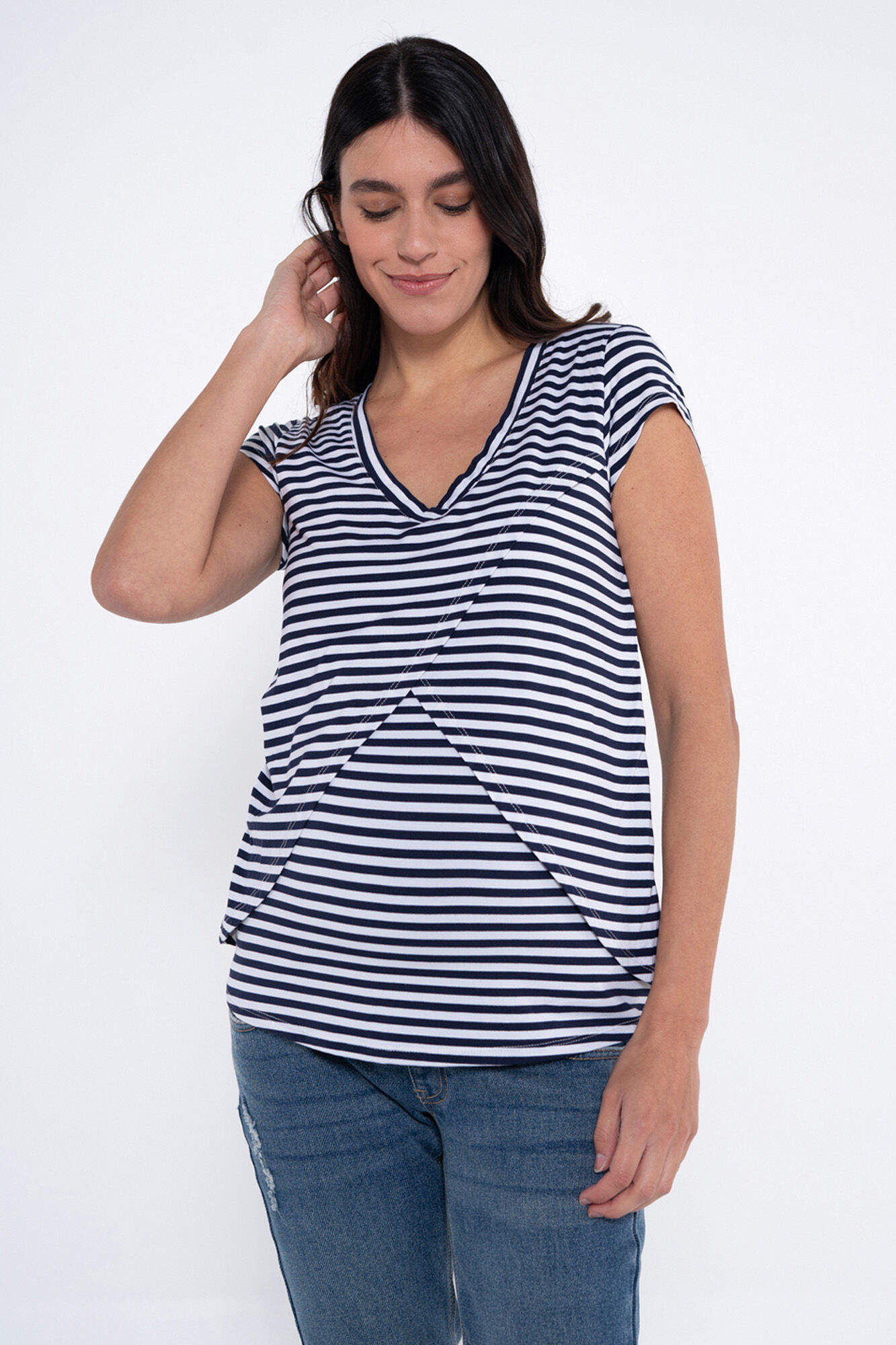 Ohma! Camiseta lactancia cruzada de rayas