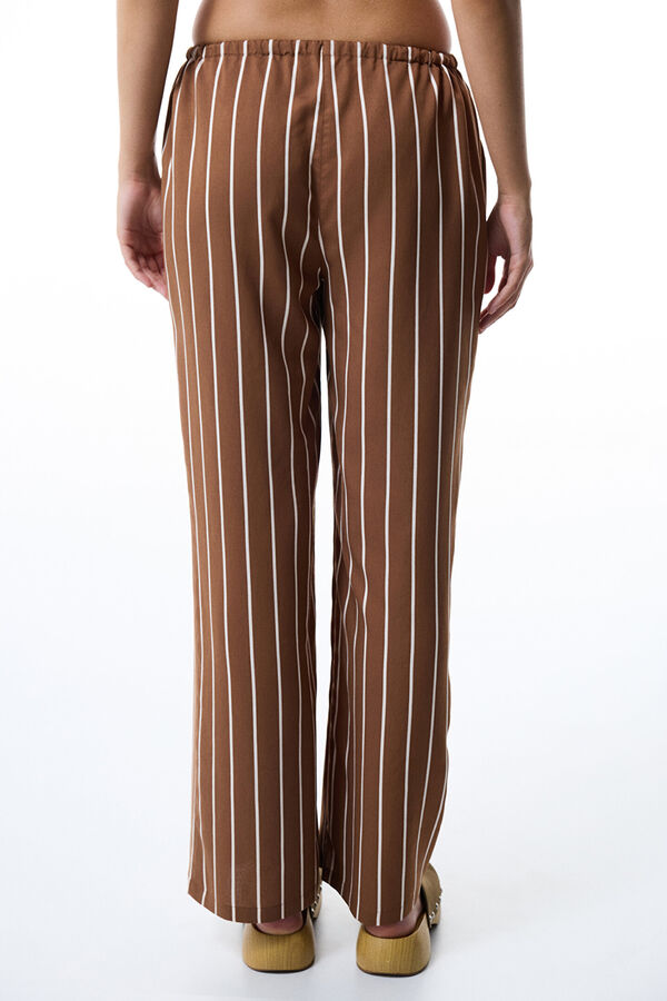 Penti Pantalones largos marr&oacute;n rayas estampado