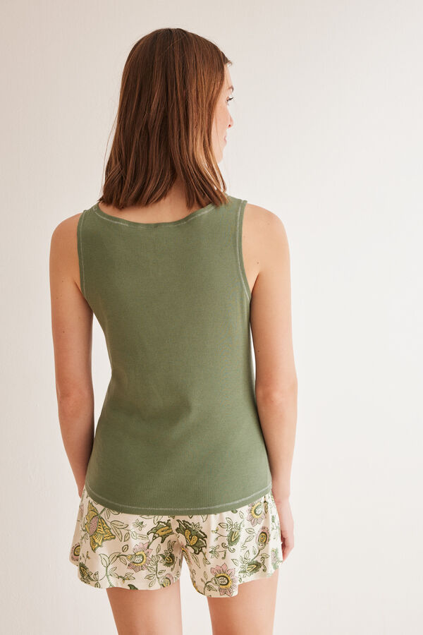 Women'secret Pijama curto algod&atilde;o verde  estampado