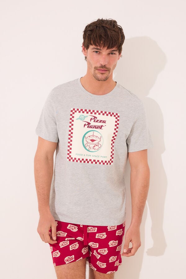 Women'secret Pijama curto masculino 100% algod&atilde;o Pizza Planet vermelho