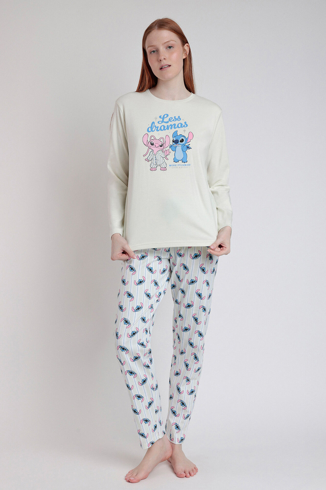 Admas Pijama comprido estampado Stitch para mulher