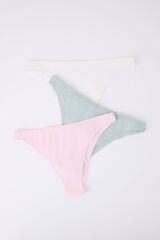 HI&BYE Pacote de 3 cuecas brasileiras brancas, rosa, verdes branco