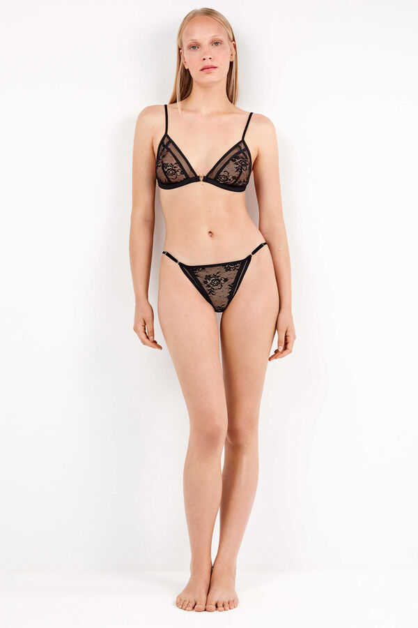 Gisela Soutien triangular todo em renda preto