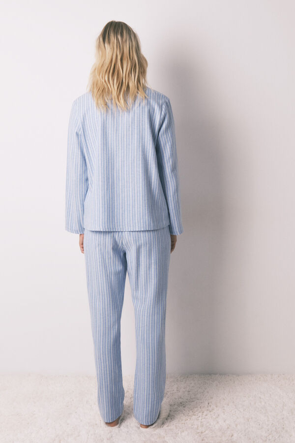 Women'secret Pijama camisa &agrave;s riscas, 100% algod&atilde;o azul