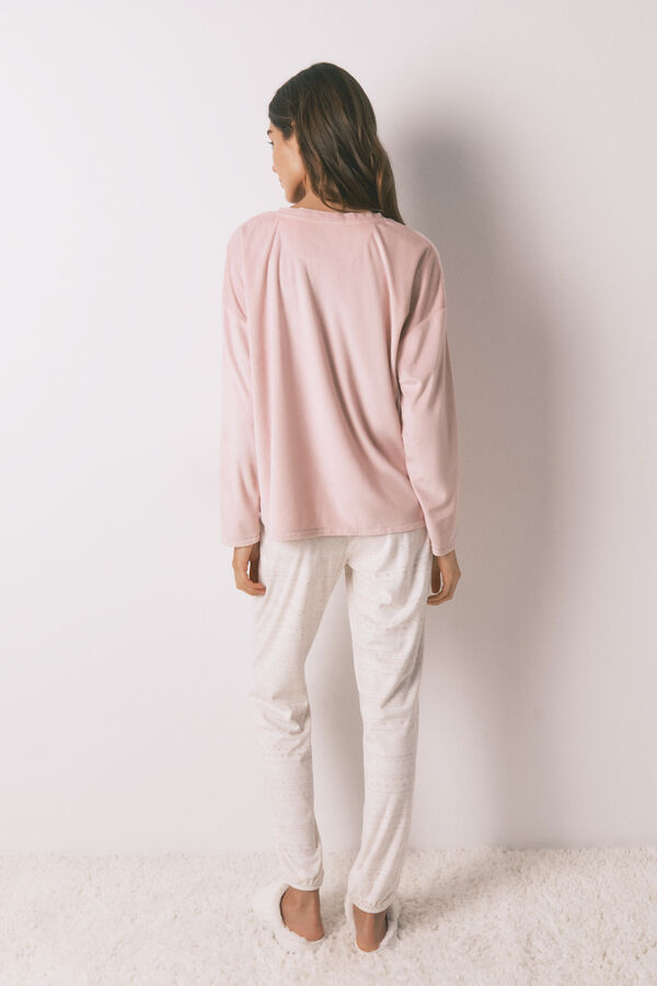 Women'secret Pijama comprido polar suave rosa rosa