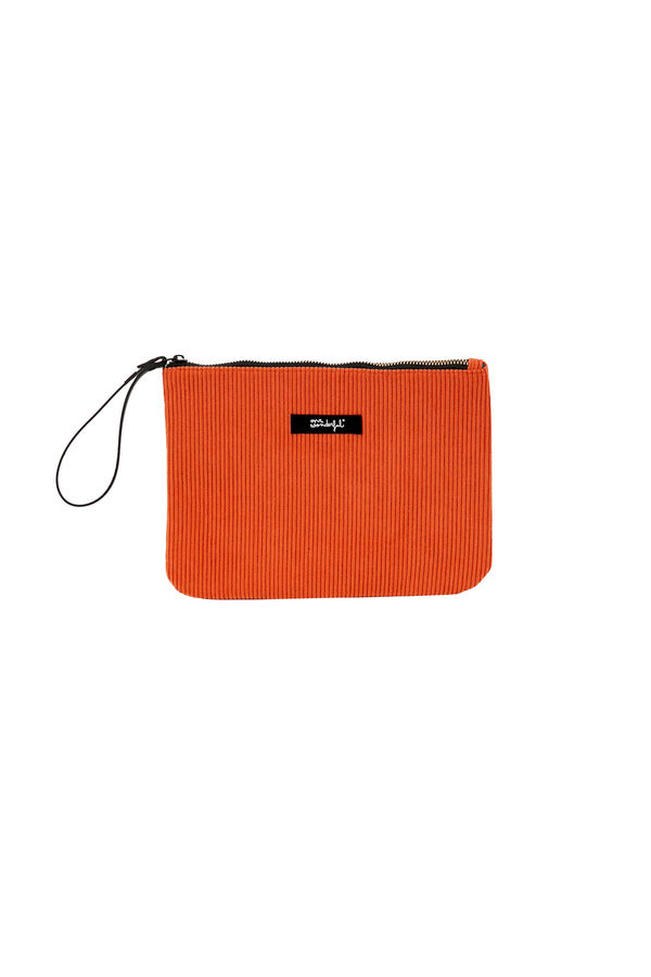 Mr. Wonderful Estojo para l&aacute;pis - veludo cotel&ecirc; terracota branco