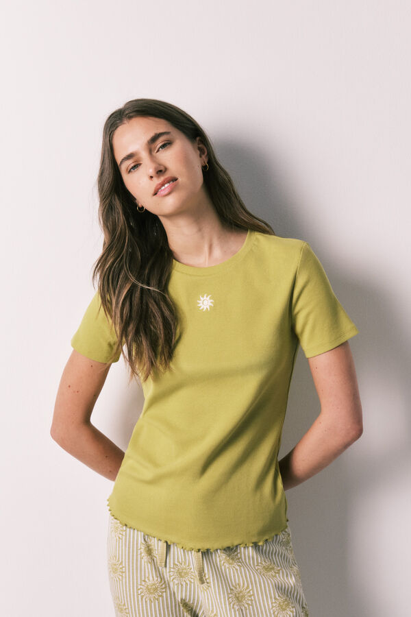 Women'secret Pijama capri em algod&atilde;o verde verde