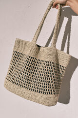 Women'secret Mala tote grande em r&aacute;fia natural cru