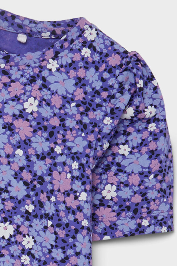 Womensecret Vestido de niña de manga corta con detalle bolsillos laterales morado/lila