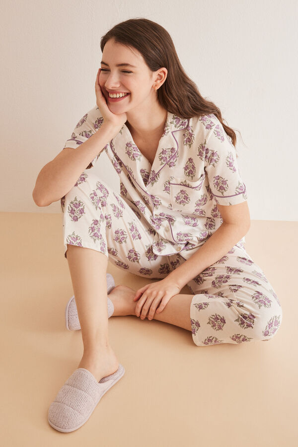 Women'secret Chinelos de quarto chenille roxo rosa