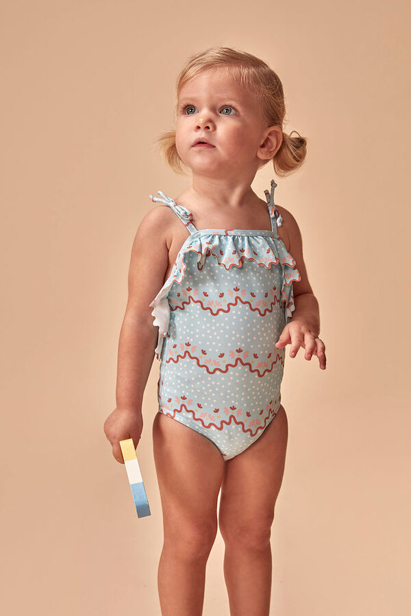 Gocco Fato de banho com estampado de ondas azul-claro azul