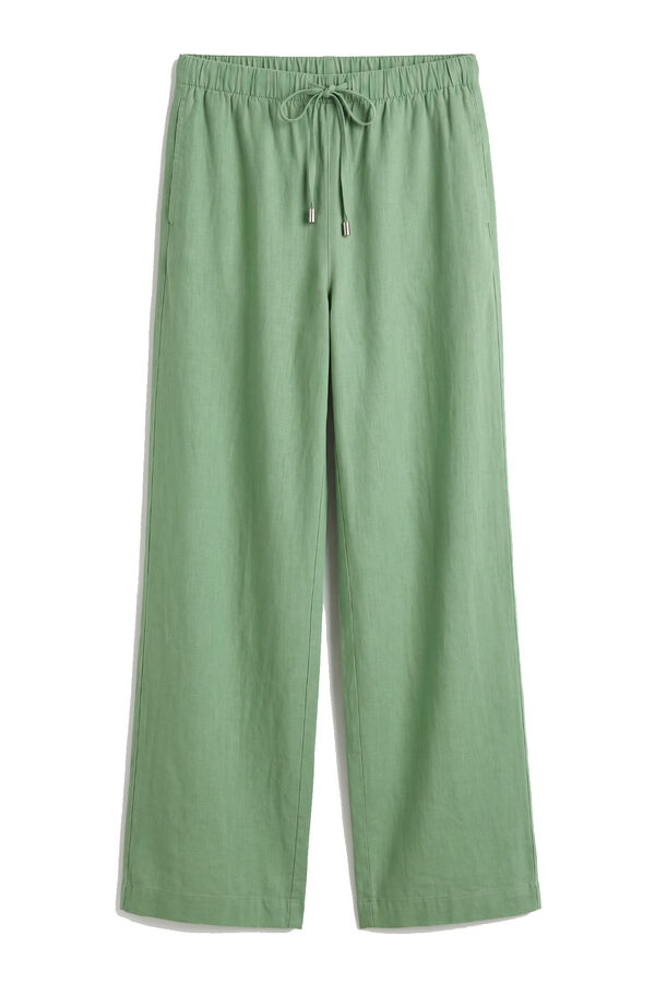 Women'secret Pantal&oacute;n largo lino verde verde
