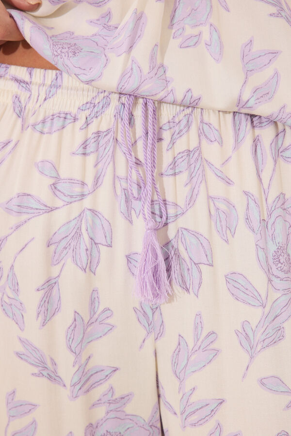 Women'secret Pijama largo estampado viscosa blanco