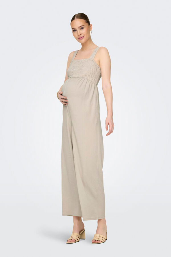 Only Maternity Mono largo maternity fruncido gris