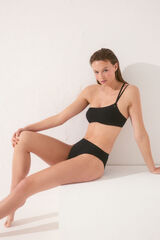 Women'secret Top bikini asim&eacute;trico negro negro