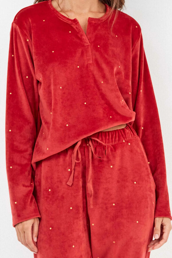 Gisela Conjunto de pijama de polar el&aacute;stica castanho