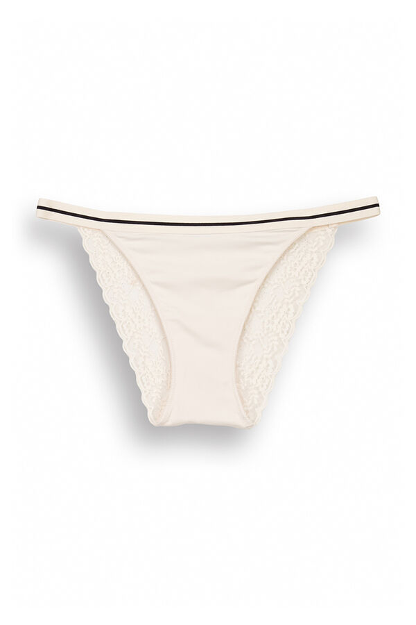 Women'secret Braga cl&aacute;sica microfibra y encaje blanco marfil marfil