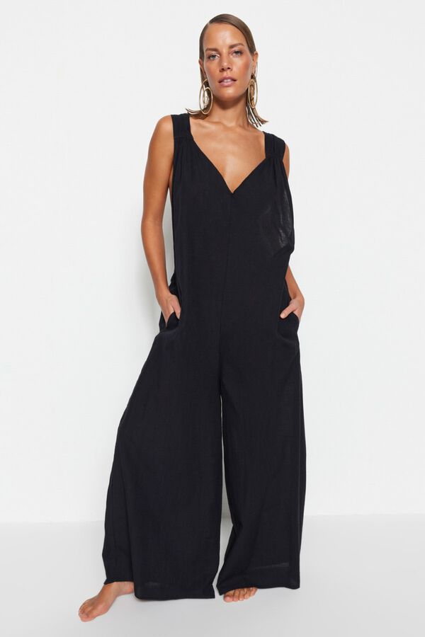 Trendyol Mono largo espalda descubierta negro