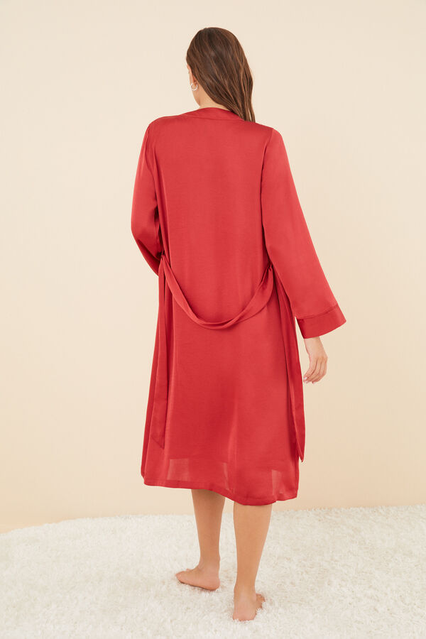Women'secret Robe comprido cetim vermelho vermelho