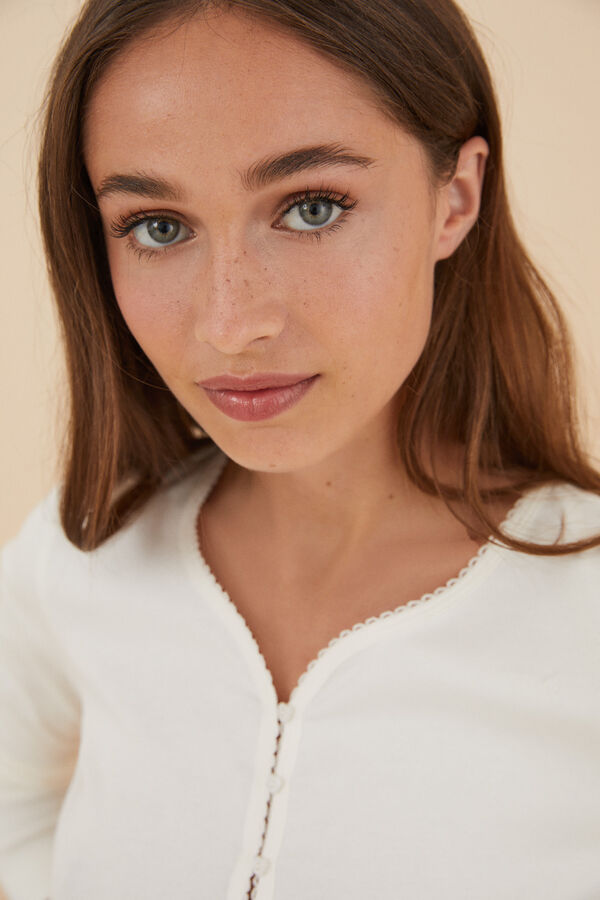 Women'secret T-shirt manga comprida algod&atilde;o bege bege