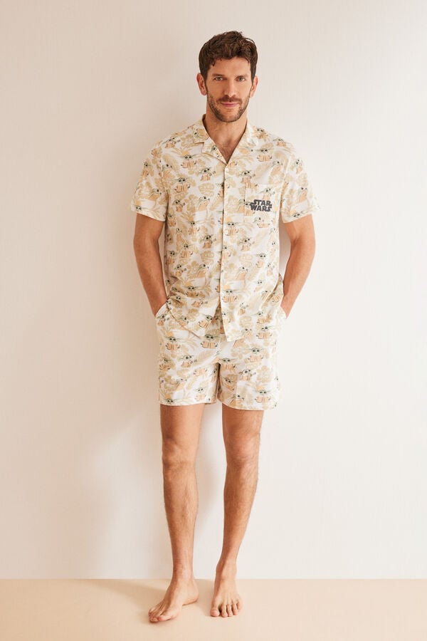 Women'secret Pijama camisero hombre 100% algod&oacute;n Grogu estampado