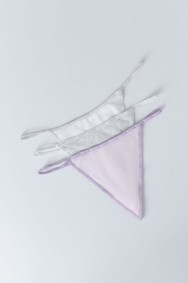 HI&BYE Pack 3 tangas blanco, gris y rosa blanco